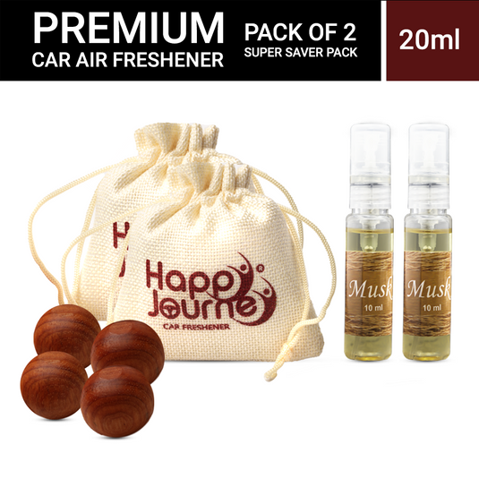 Happy Journey Jute Potli Car & Home Air Freshener, Musk / Musk Perfume 10ml Each Hanging Perfume with Essential Oils Spray
