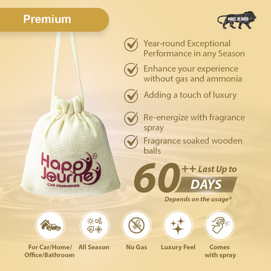 Happy Journey Jute Potli Car & Home Air Freshener, Lavender / Peony Perfume 10ml Each Hanging Perfume with Essential Oils Spray