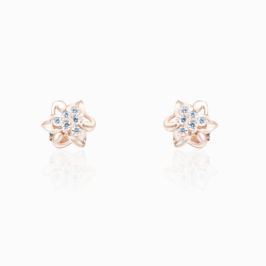 Tri RoseGold Flower Studs and Pendant