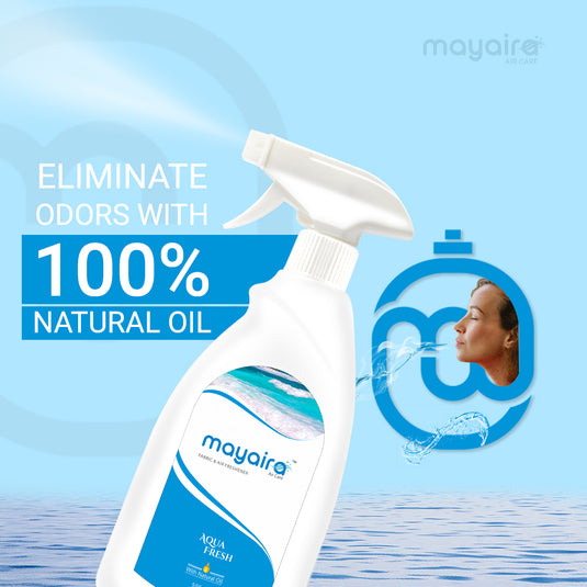 Mayaira Fabric and Air Freshener Aqua Fresh Spray | Long-Lasting Odour Eliminator for Home & Office | 500ml