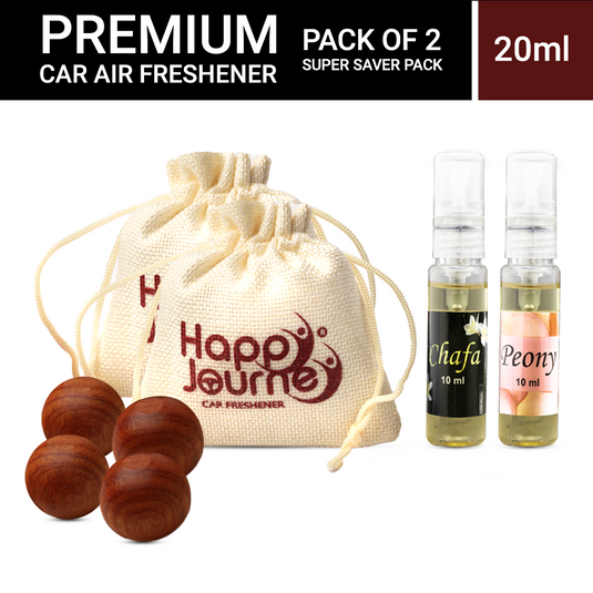 Happy Journey Jute Potli Car &  Home Air Freshener, Chafa / Peony Perfume 10ml Each Hanging Perfume with Essential Oils Spray