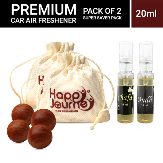 Happy Journey Jute Potli Car &  Home Air Freshener, Chafa / Royal Oudh Perfume 10ml Each Hanging Perfume with Essential Oils Spray