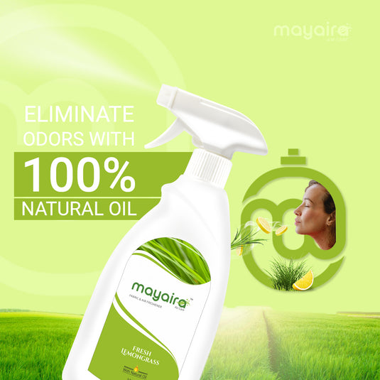 Mayaira Fabric and Air Freshener Fresh Lemongrass Spray | Long-Lasting Odour Eliminator for Home & Office | 500ml