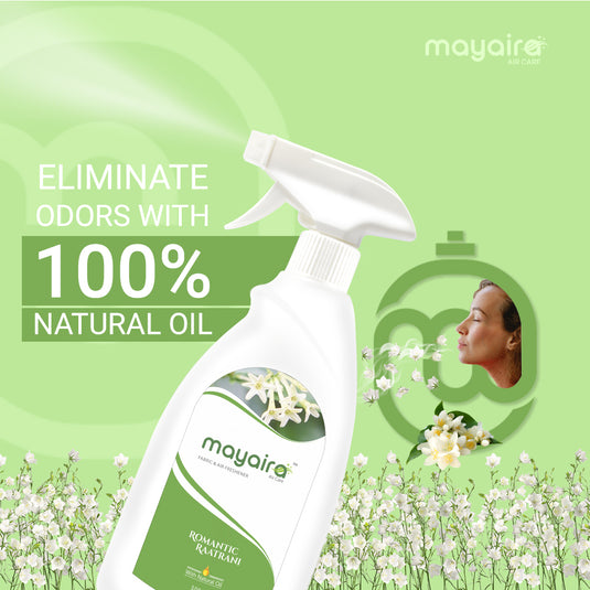 Mayaira Fabric and Air Freshener Romantic Raatrani Spray | Long-Lasting Odour Eliminator for Home & Office | (500ml)