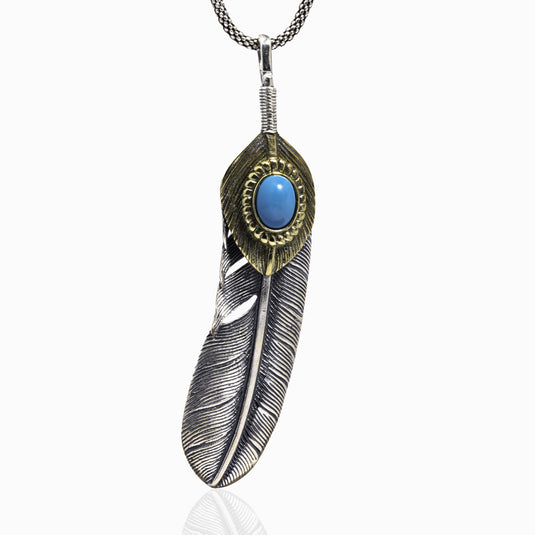 Turquoise Feather Pendant