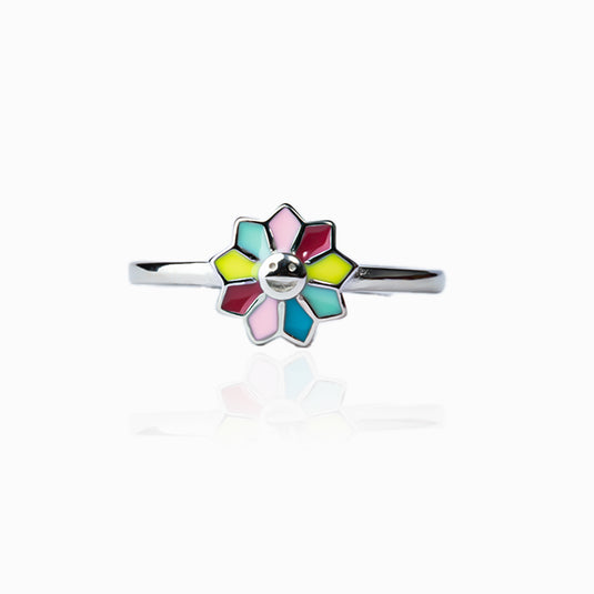 Multi Color Smiley Enamel Ring