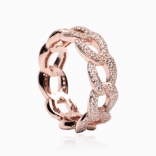 Zircon Rope Chain Band RoseGold Ring