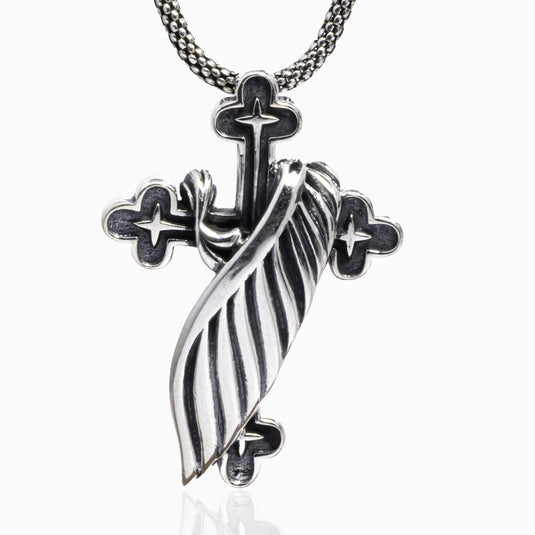 Peora Vintage Angel Wing Crucifix Pendant