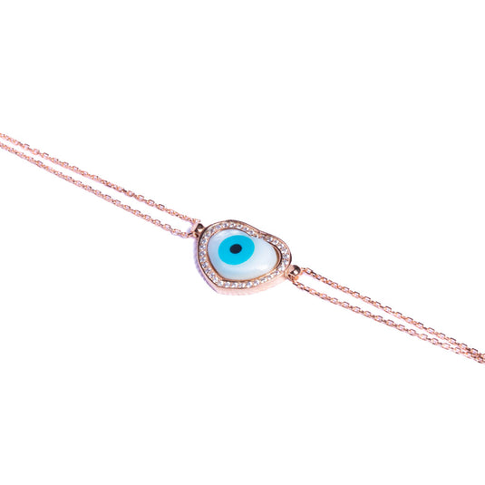 Rosegold Evil Eye Heart Bracelet