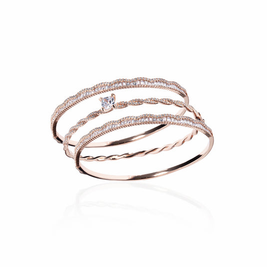 Tri RoseGold Zircon studded Bracelet