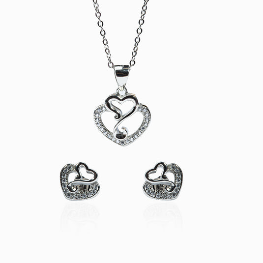 Zircon Rhythm Heart Stud with Pendant