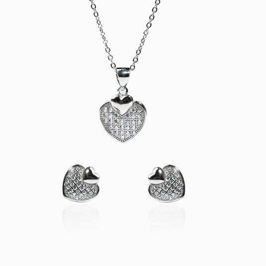 Zircon Heart Stud with Pendant